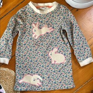 MiniBoden Floral Bunny Print Long Sleeve shirt 2-3Years